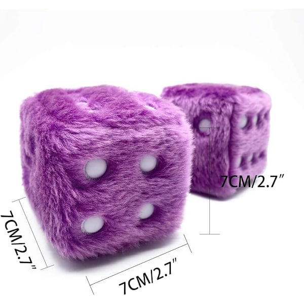 Pari 7 cm Pehmeät Nopat Nahkapisteillä Retro Auton Peilin Ripustuskoristeet Auton Koristeluun (Violetti) Purple