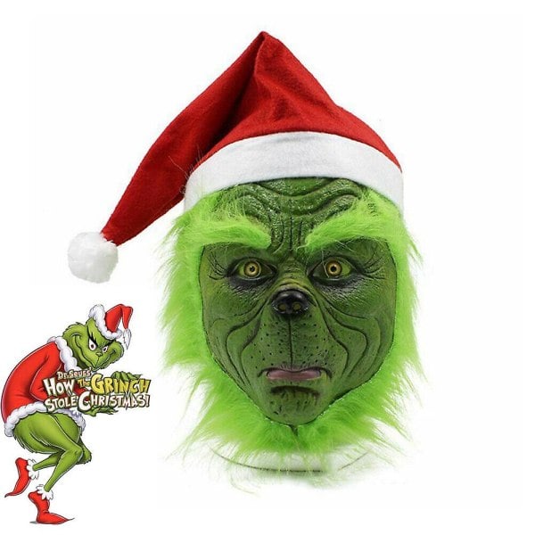 Grinch Halloween Mask - Cosplay Jultomten Kostym Mask