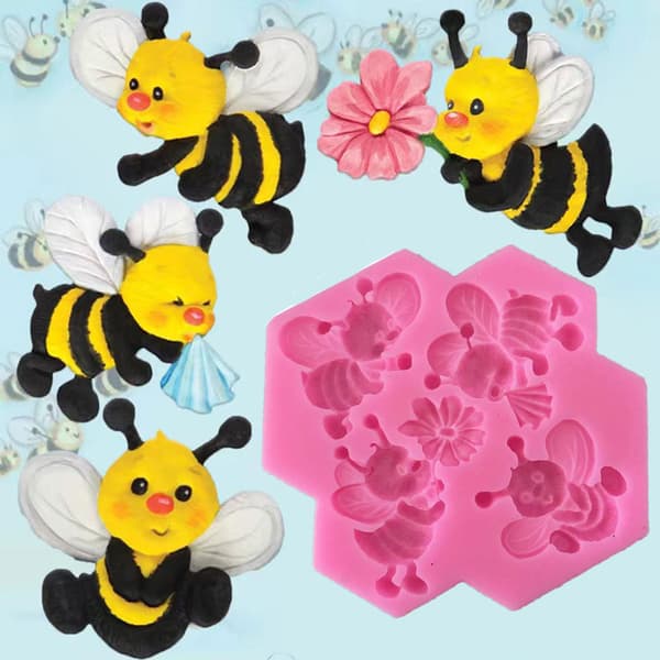 4 Celler Bi-formede Silikone Fondantforme Bageforme Ler Mou