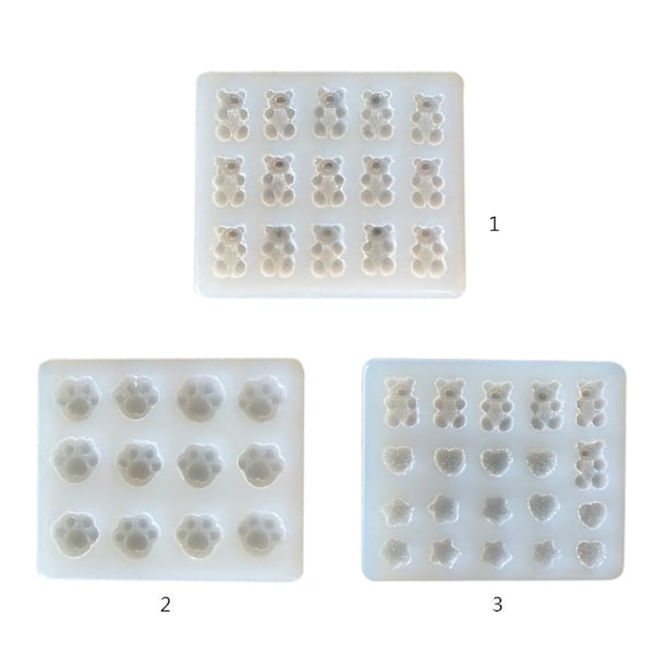 Bjørn Hårnål Nøkkelring Epoksy Resin Silikonform Mini Bjørnepote Pe