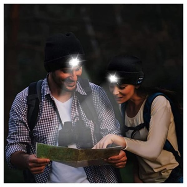 Unisex Neulottu Bluetooth-pipo LED-valolla - Musta