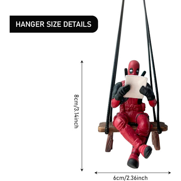 Söt Deadpool-bilhänge, gungande Deadpool-hänge, bildekorationshänge A