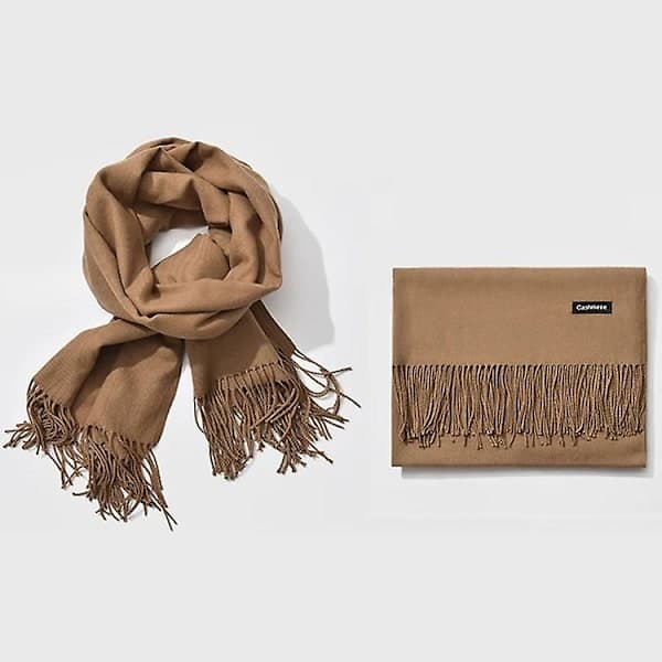 Brun/beige viskosesjal - Mørk kaffebrun