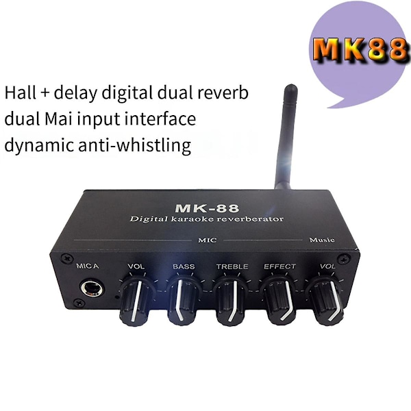 -88 6,5 mm Mikrofon Reverb Effekt Bluetooth Koaksial Dekoder Ste