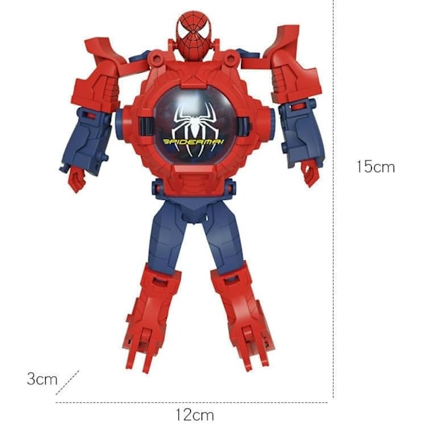 Superhjälte Robert klockarmband, pojke och flicka elektronisk klockprojektor 3D klocka [deformerbar + 21 skärm projektion] Spiderman