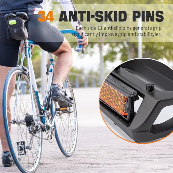 Sykkelpedaler, sykkelpedalsett, terrengsykkelpedaler, barnesykkelpedaler, flate pedaler, sklisikre utskiftbare pinner, kompatible med de fleste sykler