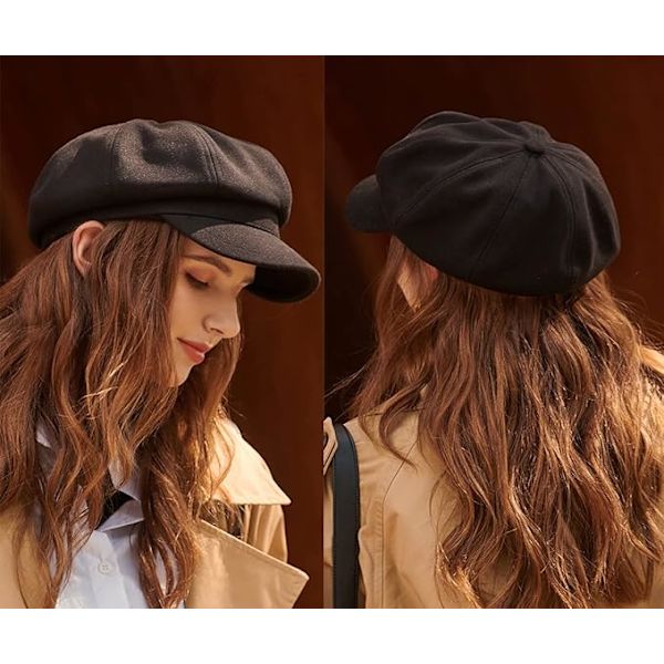 Newsboy-hatter for kvinner Visir Beret Retro Baker Boy Hatt Dame Newsboy-caps Justerbar for damer