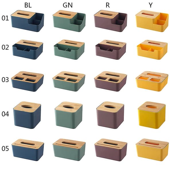 Plast Tissuebox Bambulock Pappersservett Dispenser Organizer