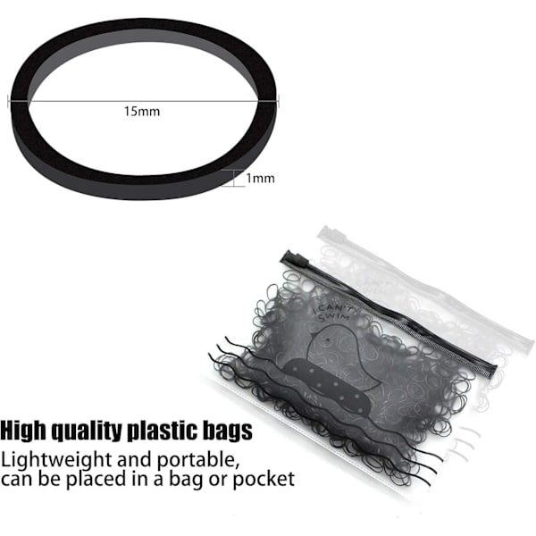 Pakke med 1000 Mini Hårelastikker Elastiske Bløde Elastikker til Børn, Fletteribbon, Fletninger, Bryllupsfrisure og Mere (Sort)