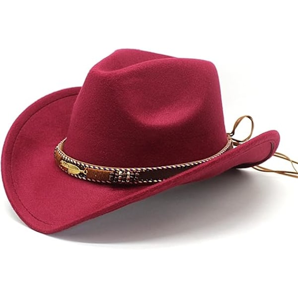 Cowgirl Cowboy Hat Kvinnor Män Vintage Bred Brätte Fedora Hat Rhinestone Disco Western Hat för Fancy Dress Cosplay Party