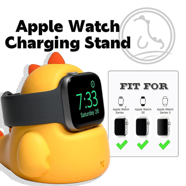 Laddningsställ kompatibelt med Apple Watch Series 7/6/se/5/4/3/2/1, Dinosaur Iwatch Laddningsdocka Pink