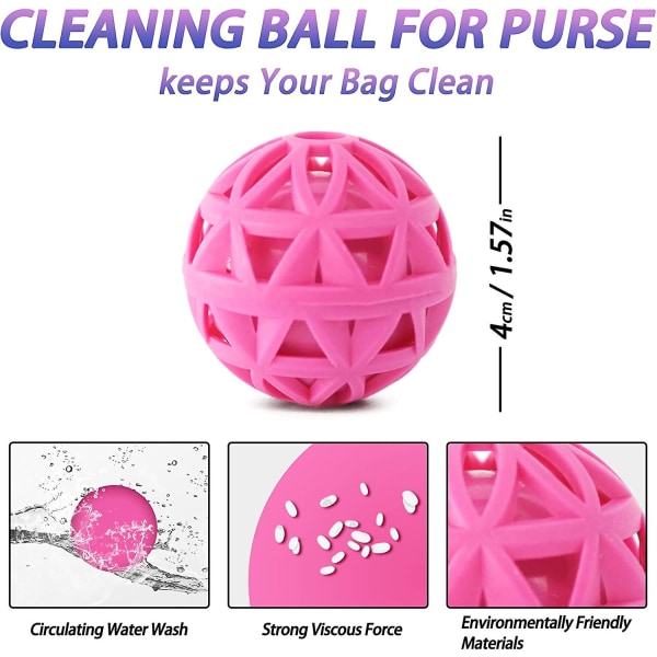 Purse Cleaning Ball, 2-pack Purse Ball Cleaner, Håll handväskor rena Klibbig bottenboll tar upp damm