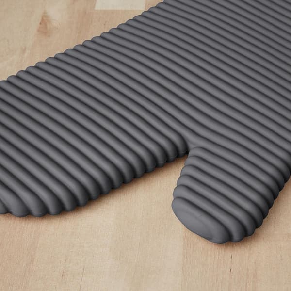 Ribbede bløde silikone grydelapper, antracitgrå, 2-pak, 19 cm x 33 cm