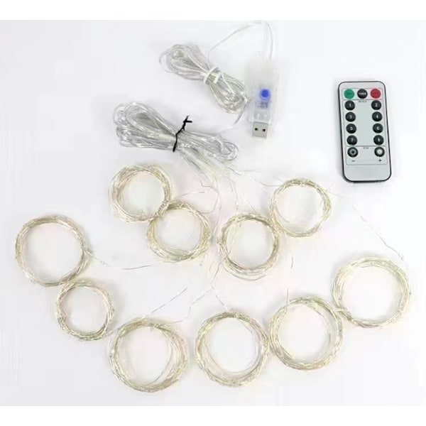 Joulu USB Garland Festoon LED-valot Jouluvalosarja Koristeet Loman Hääkoristelu Valoverho Lämmin Valkoinen 3x2M, 200 Valoa 3M*2M/200 lights