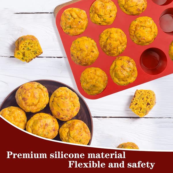 12-kopps silikon profesjonell non-stick popover-form for muffins, brownies og baking