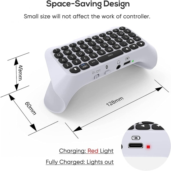 Trådlöst tangentbord för PS5-kontroller, Bluetooth 3.0 Mini Port