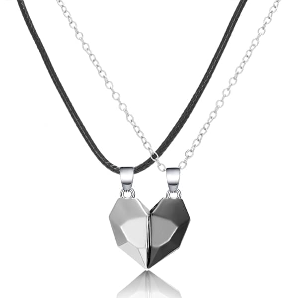 2 st / förpackning Hjärtsformat halsband med magnet Guld+Svart
