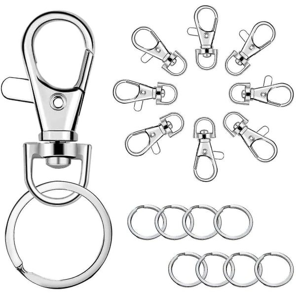 100 st Nyckelringskrokar med nyckelringar, nyckelringsklämma krokar med ringar för halsbandssmycken