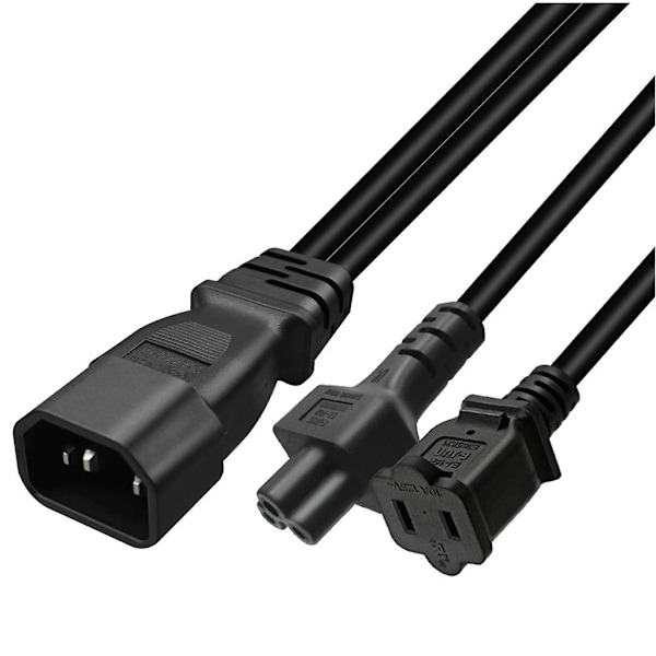 3-benet C14 til C5+1-15r Konnektor Adapterledning Han til Hun Co