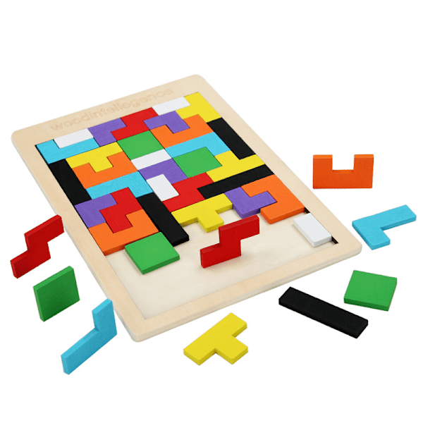 Träpusselspel Tetris, Pedagogisk Leksak för Barn, Kognitiv Utveckling, Perfekt Present