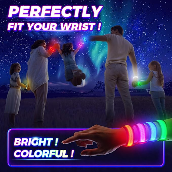 Armband, LED-ljusarmband, glitter sportarmband, 8-pack lyser i mörkret festtillbehör för konserter, festivaler, sport, fester, evenemang