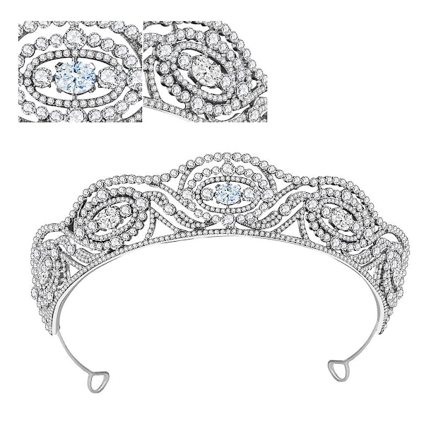 Vintage Tiara til Kvinder Zirconia Krone til Rhinestone Prinsesse H