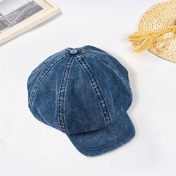 Nyhetspojke kepsar damer damer platta kepsar vintage mjuk 8 paneler åttakantig hatt Cabbie hatt blue