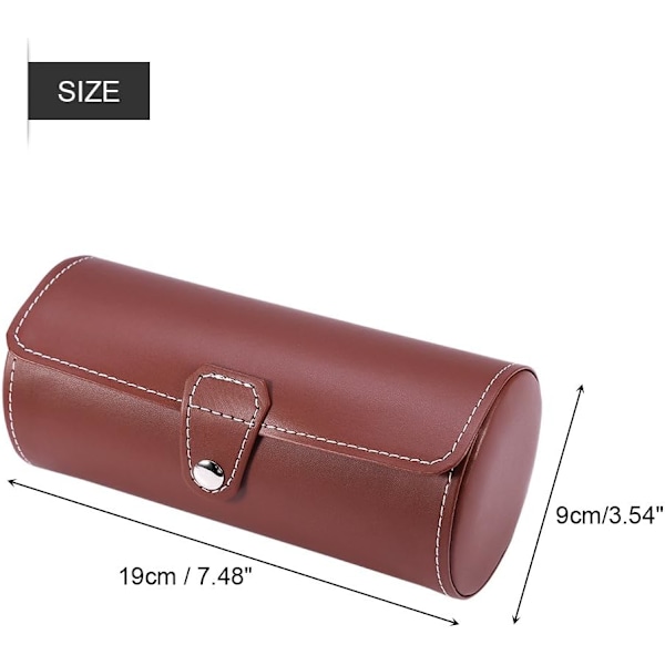 Resväska för klockor, klocklåda för män, 3 fack bärbar resväska för klockor Cylinder Roll Holder Armbandsklocka Smycken Displa(Brun) Brown