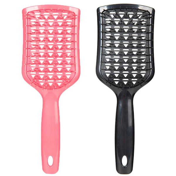 Ilmastoitu selvitysharja, antistaattinen hiusharja kaikille hiustyypeille - pitkille paksuille kiharille - märkä- ja kuivakäyttöön. (Pinkki + Musta) Pink + Black