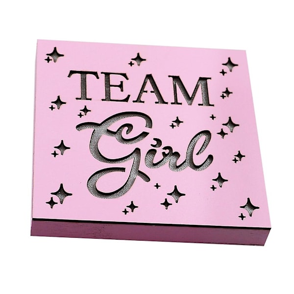 Team Girl Skylt Trä LED Ljus Fyrkantig Form Ornament För Baby S