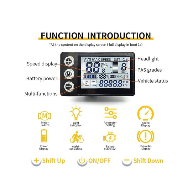 24v 36v 48v 60v Vandtæt LCD Display S866 Kontroller Panel Das