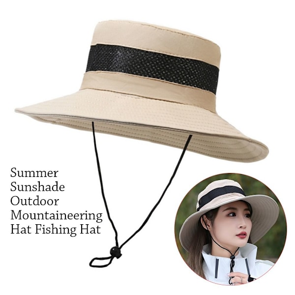Breda och Dam Breda Brätte Bucket Hats, Vikbara Andningsbara Panamahattar, UV-Resistenta, Utomhusfiske, Sommar Khaki