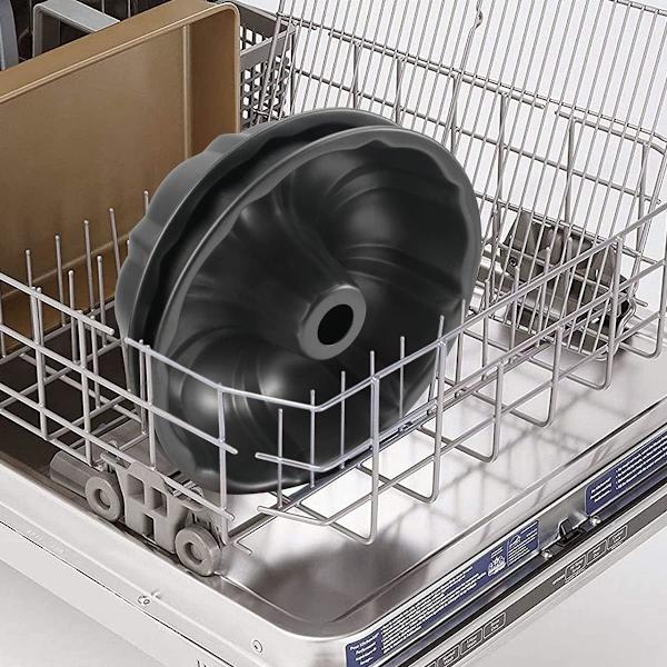 Bundt-kakkuvuoka, tarttumaton - 25 cm uurrettu putkikakkuvuoka leivontaan, 12 kupillista tukevaa hiiliteräksistä putkivuokaa. (Harmaa) grey