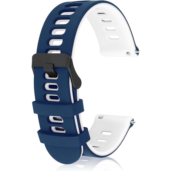 Silikoniset kellon rannekkeet, pikakiinnitys, urheilurannekkeet, universaalit vaihtorannekkeet miehille ja naisille, musta solki Blue white 20mm
