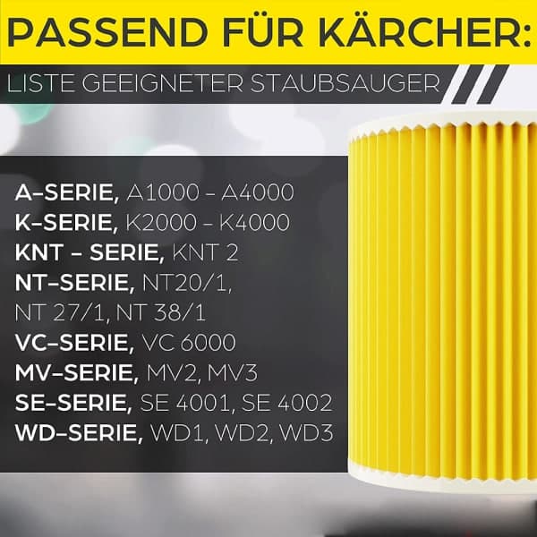 3x filterpatron støvsugerfilter til Kärcher WD3 Premium