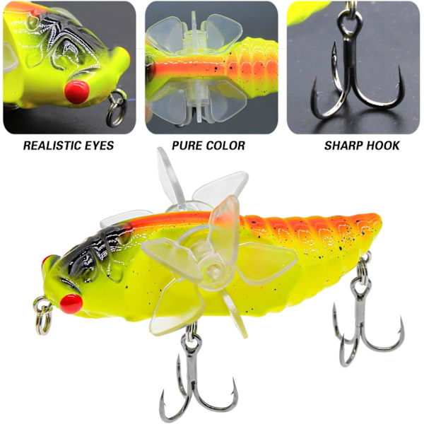 3-pack fiskedrag med propellerdesign för öring, gädda, abborre, sötvatten och saltvatten 3pcs