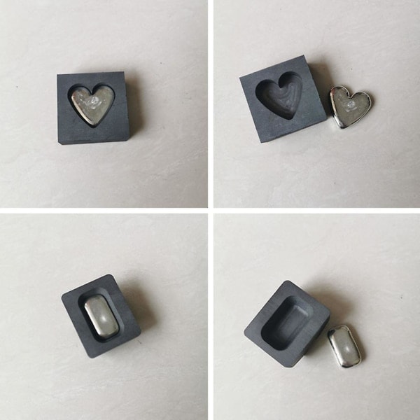 Grafiittimuotti kulta- ja hopeaharkoille, sula kulta ja hopea Sydän Heart