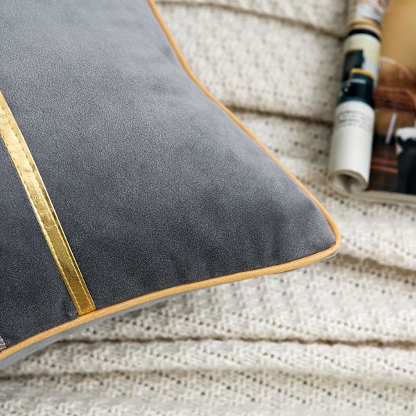 Grå Velour Pudebetræk 45x45cm Dekorativt Pudebetræk til Sofa Stue Sæt med 2 Gris 50cm*50cm