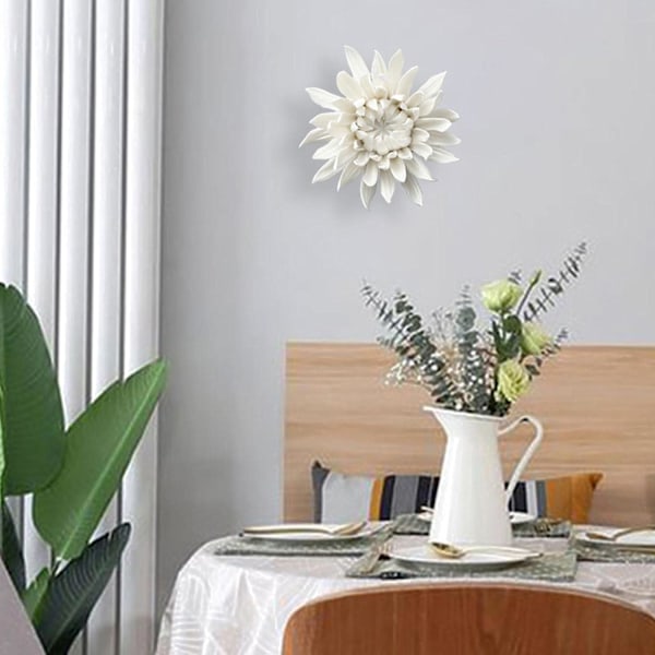 Vægophæng 3D Keramisk Blomst Vægdekoration Hvid Kreativ Unik Keramisk Vægkunst Porcelæn