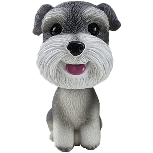 Schnauzer miniatyrdocka bobblehead docka bobblehead hund bilinstrumentbräda dekoration söt bobblehead nickande hund valp docka