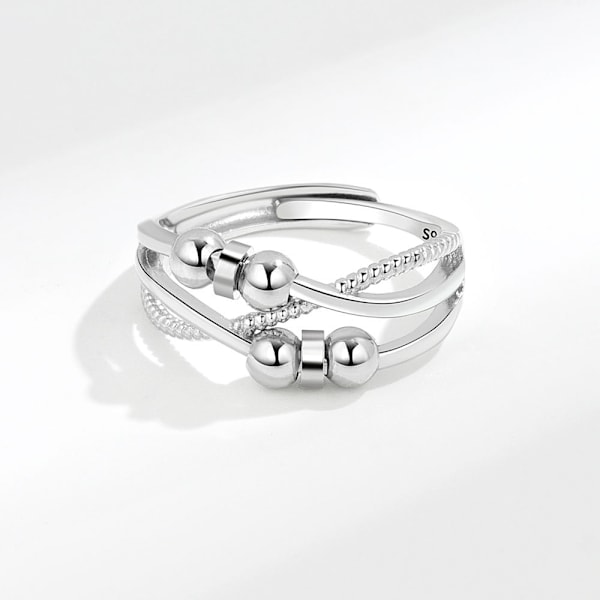 #Sølvring til kvinder mod stress, roterende angstring, justerbar#