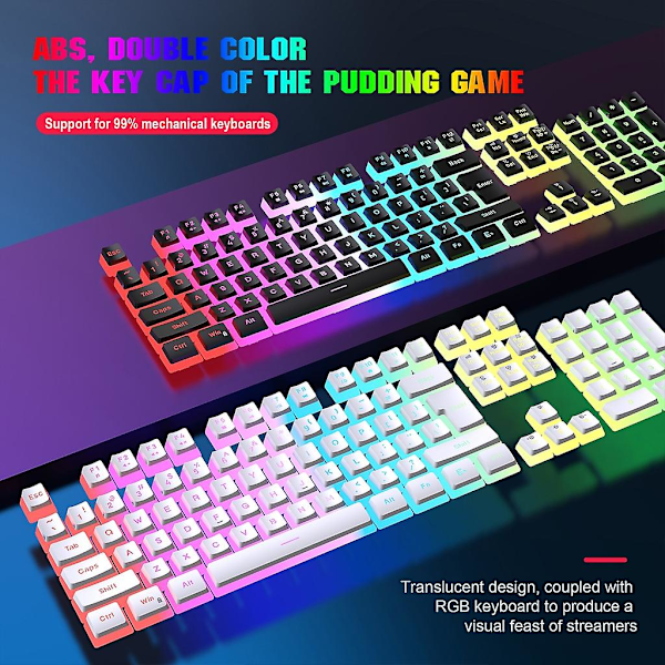 Tyst Membran Tangentbord USB Kabelanslutet RGB Bakgrundsbelyst Full Storlek 104 Floa