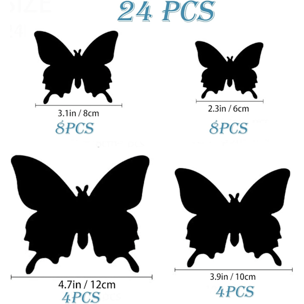 Fjärilsväggdekor 24/48 st, 3D fjärilsklistermärken för festdekorationer med magneter (Circl, 48) Circl 24pc