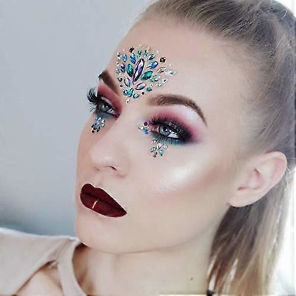 6 Set Strass Sjöjungfru Ansiktsjuveler Tatuering - Kroppsdekaler Kristall Tårdroppe Ädelstenar Bindi Temporära Dekaler (Kollektion 1)