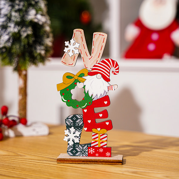 Juldekoration nordisk trä ansiktslös gammal man målade bokstäver DIY prydnader jul dvärg prydnader NOEL
