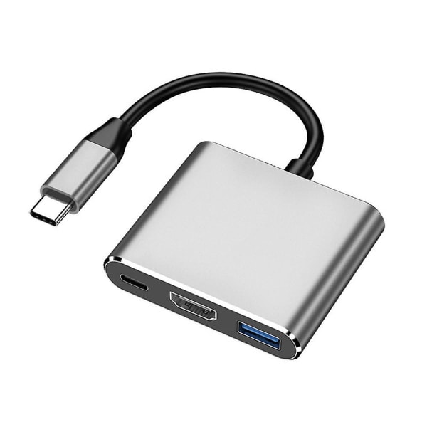3 i 1 typ C till 4k HDMI / USB 3.0 / USB Typ-c Multiport Adapter Digital Converter Grey Black