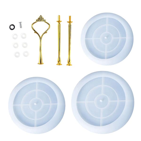 1 Set Kristall Epoxiharts Form Tre-lagers Rund 3d Fruktskål C