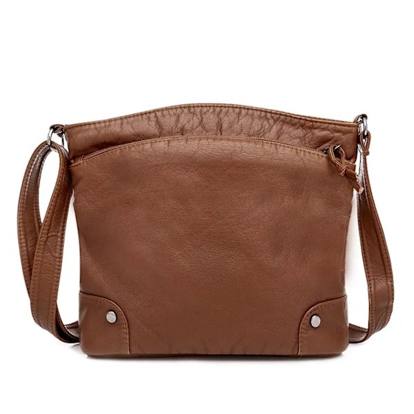 Högkvalitativ PU-läder dam crossbody väska lyx designer handväskor avslappnad multi-lager axelväska ny BROWN 2