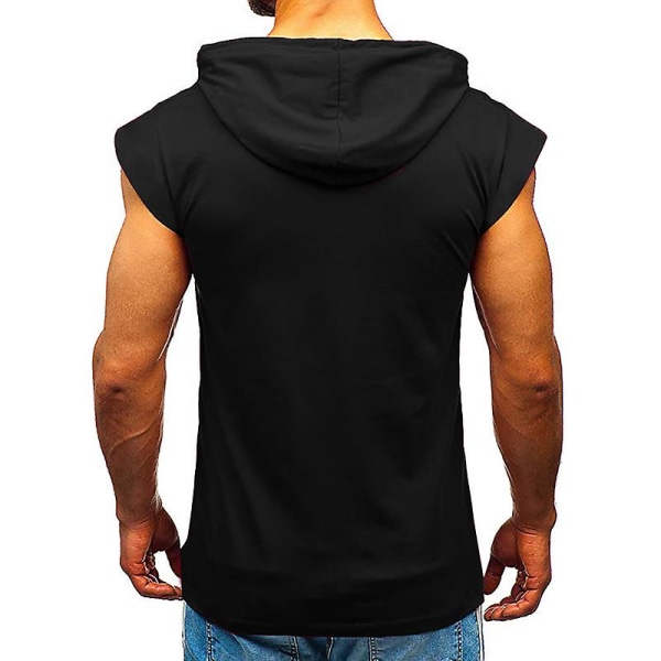 Kortärmad hoodie för män Gym Sport T-shirt linne Black M