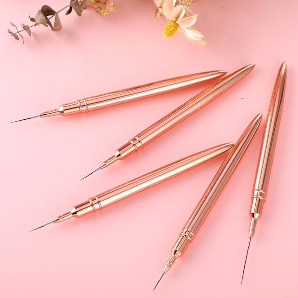 5 stk. Nail Art Liner Pensler, Maleri Nail Art Pensler til Lange Linjer, Detaljer, Fin Tegning Nail Dotting Tegneværktøj Sæt 7mm/9mm/11mm/15mm/25mm